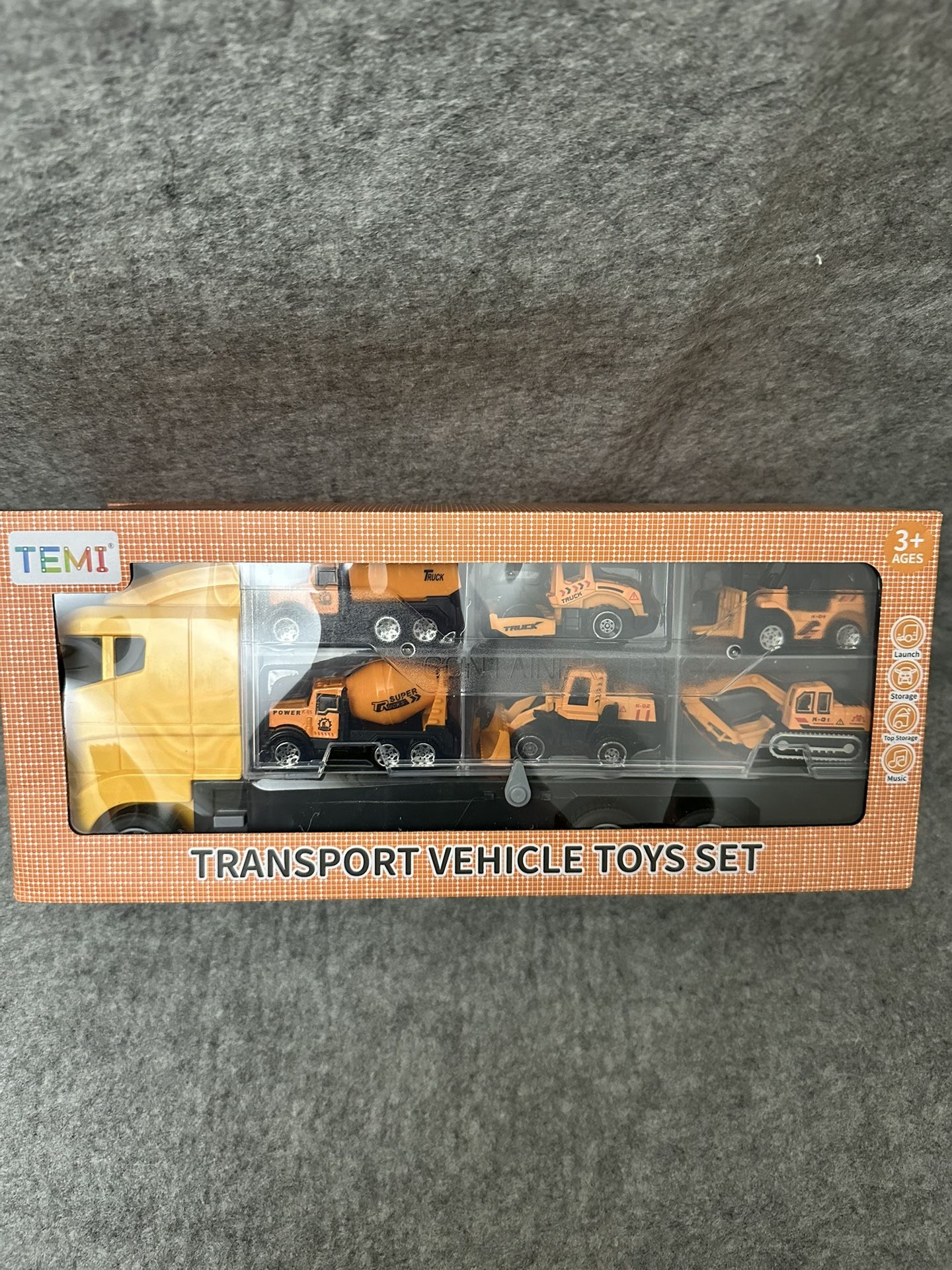 TEMI Toddler Toys for 3+ Years Old Boys, Die-cast Construction Toys Car Carrier Vehicle Toy Set w/Play Mat, Kids Toys Truck Alloy Metal Car Toys