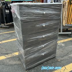 Grey Five Drawer Compressed Dresser Chest 
