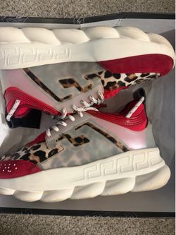 Versace chain reaction red leopard print