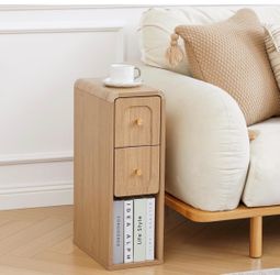 Narrow Wood Side Table with Drawers
