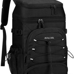 Realcool Backpack Cooler，33 Cans Insulated Leakproof Soft Cooler Bag
