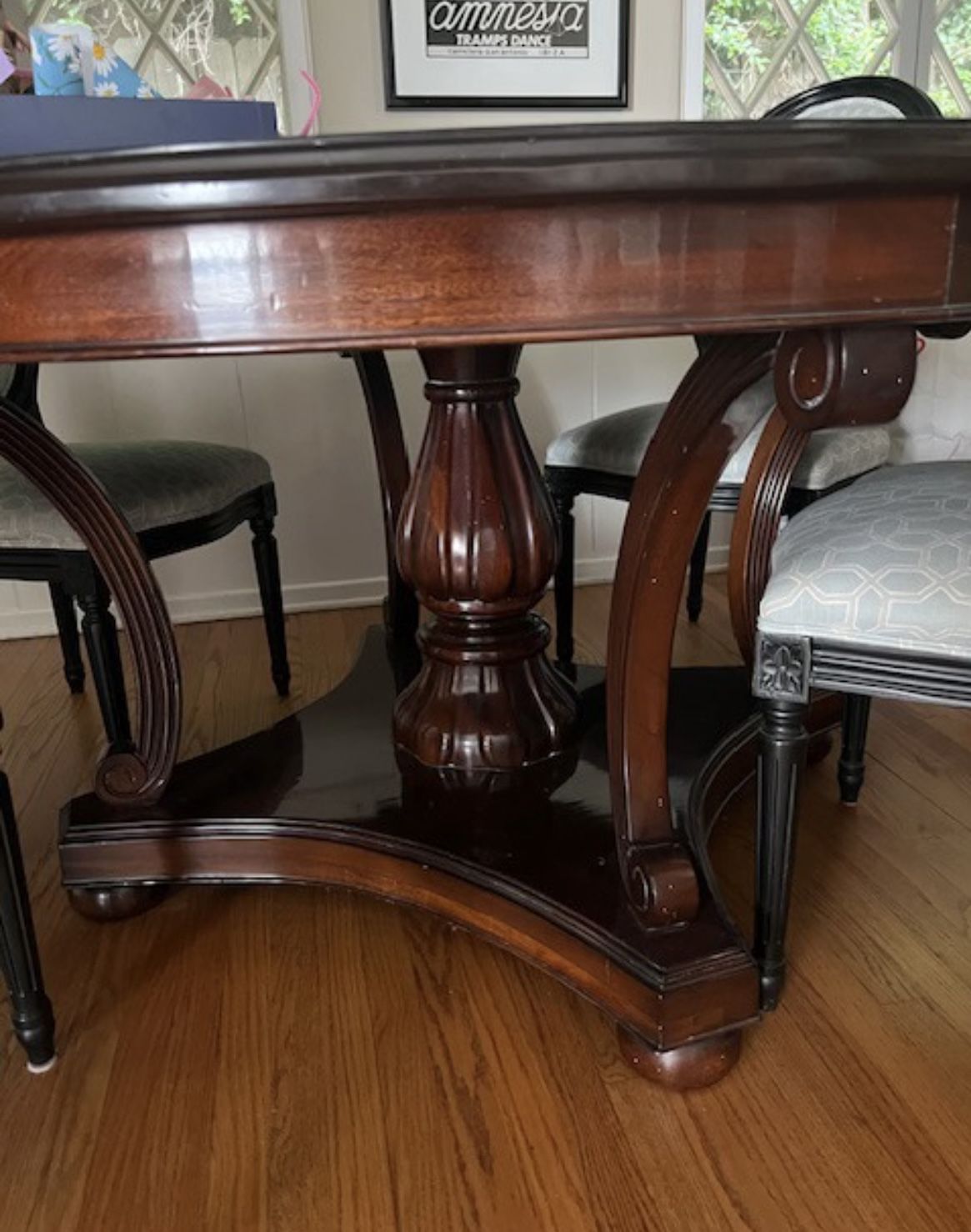 French Polish Finish Custom-made 63” Round Mahogany Dining Room Table .