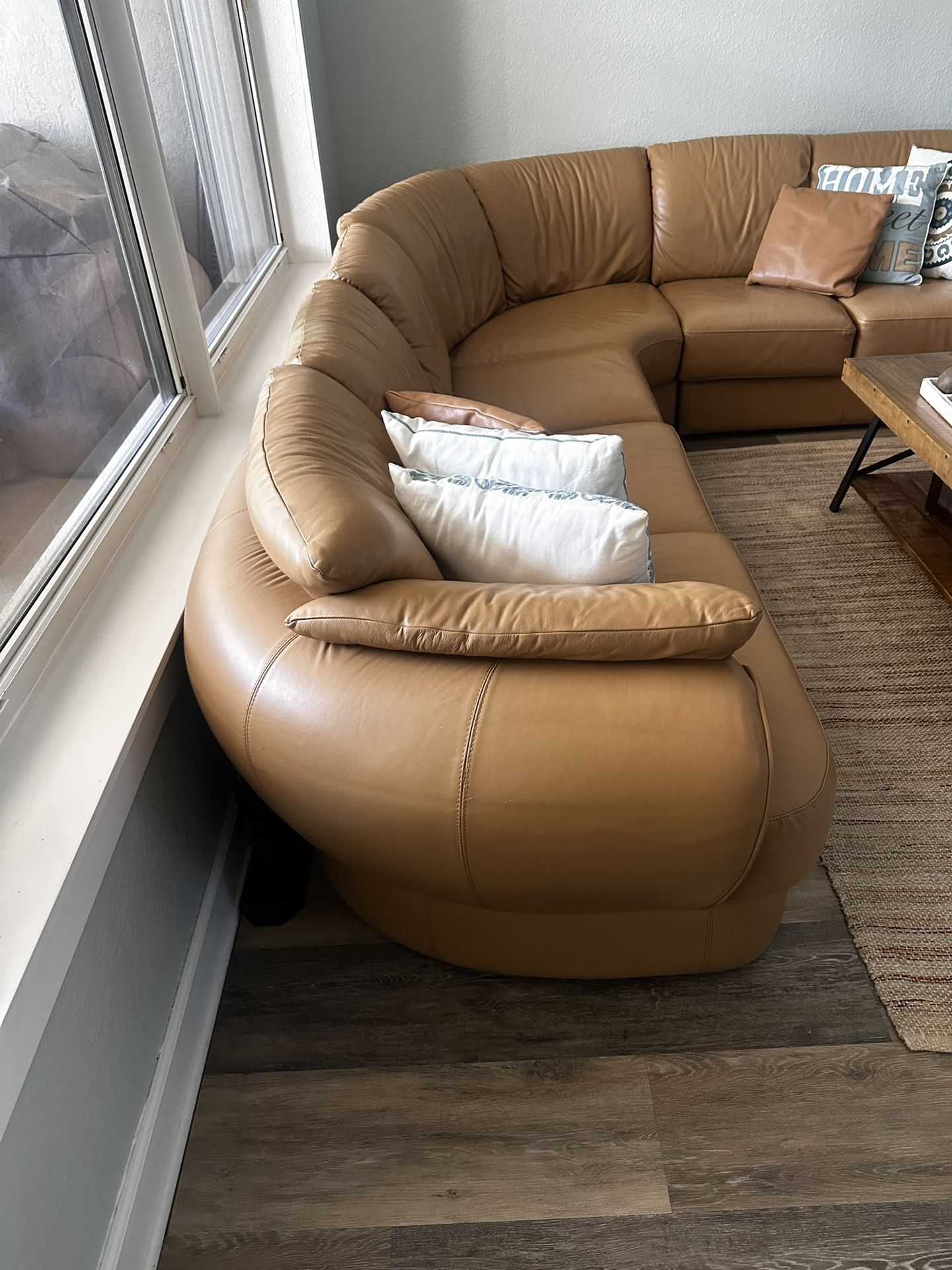 Wilma Salotti Vintage Italian Leather Curved Sectional