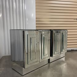 Mid 20th Century Pair of Vintage Ello Mirrored Cabinets