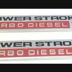 POWER STROKE TURBO DIESEL V8 Door Fender Emblem 2Pcs