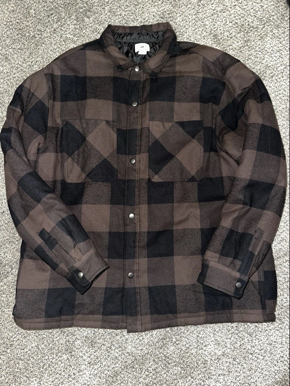 H&M Plaid Padded Flannel Brushed Fleece Shirt Jacket