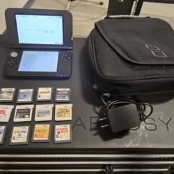 Nintendo 3DS XL with 12 Games, charger and Bag
