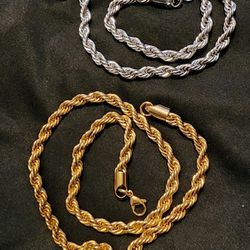 7mm 22inch stainless steel rope chains 15$ each. unused