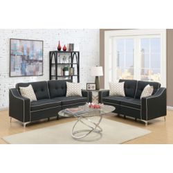 Black Sofa And Love Seat Set 