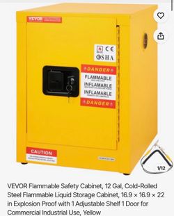 VEVOR Flammable Safety Cabinet, 12 Gal, Cold-Rolled Steel Flammable Liquid Storage Cabinet