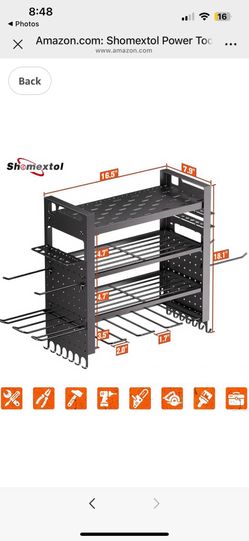 Power Tool Organizer Wall Mount,4 Layers Capacity Garage Shelves,Garage Storage Rack for Workshop,Blac