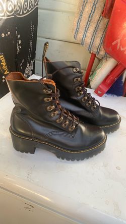 Dr. Martens Black Leather Lace-Up Platform Bouncy Sole Boots
