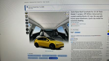 Model y juniper grey roof sunshade