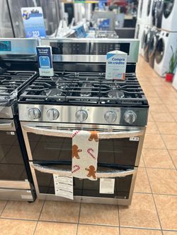 New LG 6.9 cu. ft. 5 Burners Smart Wi-Fi Freestanding Double Oven Gas Range with Probake Covection