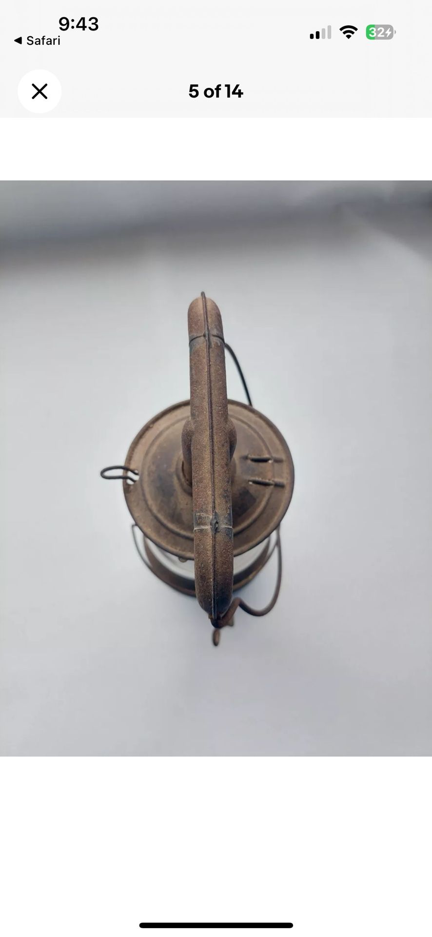 C.T. HAM LANTERN NO. 0 CLIPPER ANTIQUE 13.5" With Handle, Patina Vintage Decor
