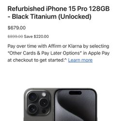 iPhone 15 Pro 128GB - Black Titanium (Unlocked) 