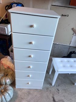 Drawer chest dresser 6 drawer tall 52” tall, 16 deep, 20” wide