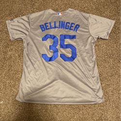 Grey Button up LA DodgerJersey Never Worn Size Large In Men 