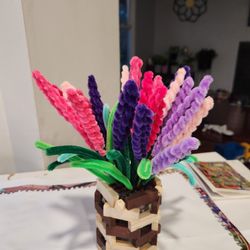 Hand Made Flowers And Vase 