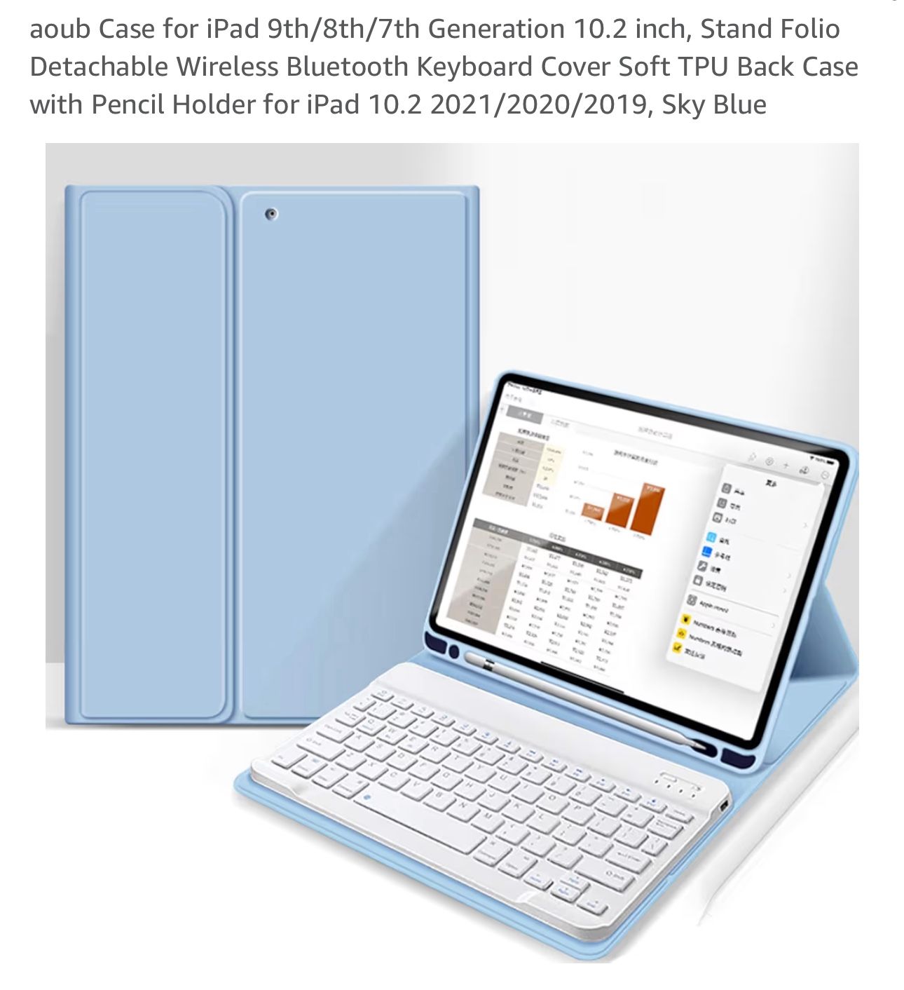 10.2” iPad case with keyboard, new: $