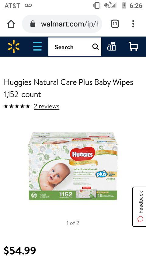 Huggies Care Natural Wipes x 5 Boxes