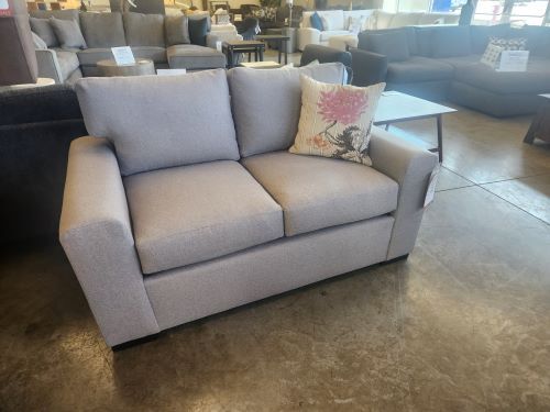 Modern Clean Lined Loveseat in light grey