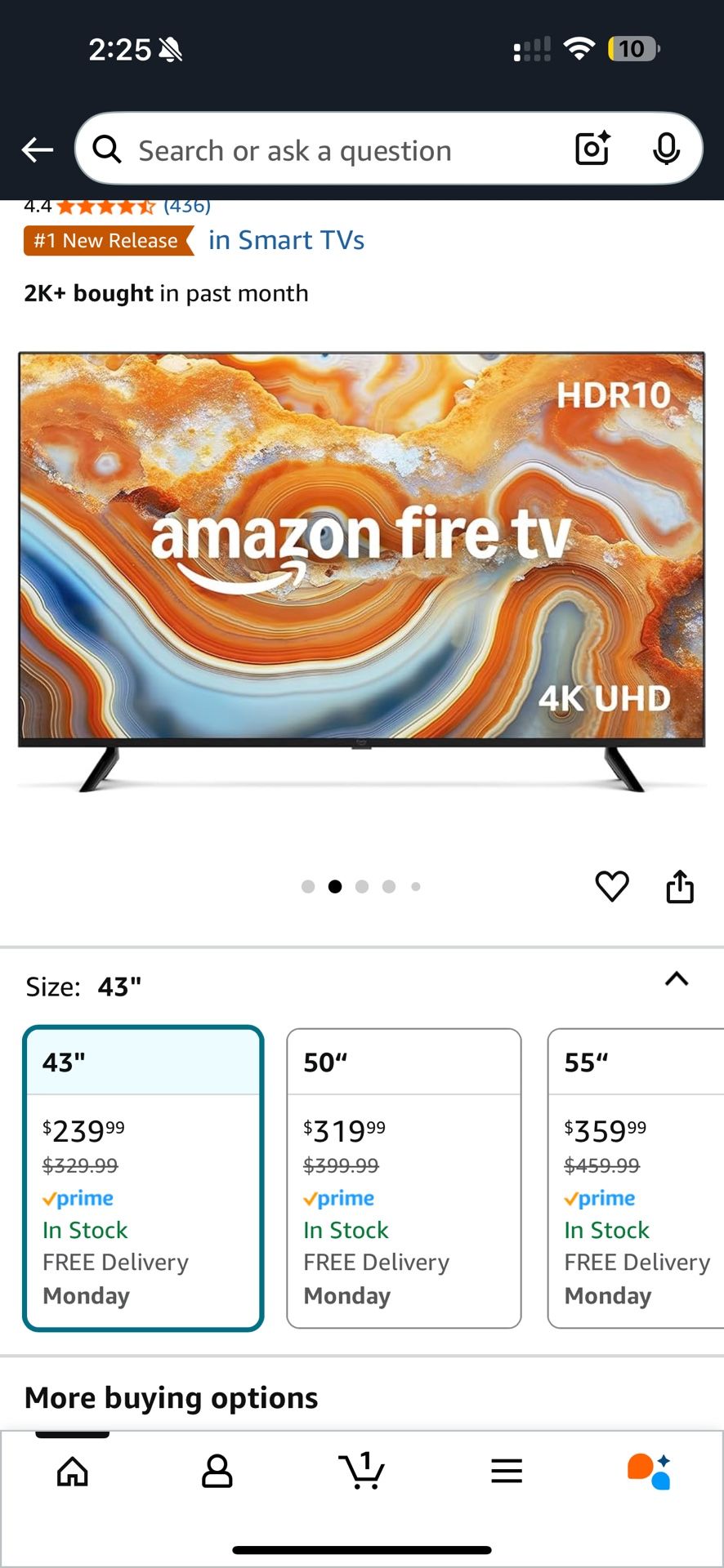 Amazon Fire TV 43" 4-Series 4K UHD smart TV, stream live TV without cable