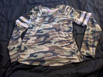 Camo Long Sleeve Shirt with Stripe Detail