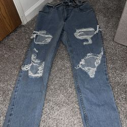 Refuge Denim Mom Jeans – Distressed Ripped Style (Size XL)