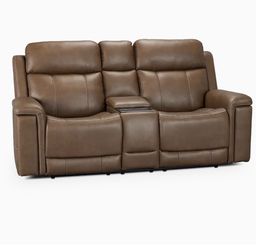 City Furniture Brown microfiber  Reclining Loveseat with Console