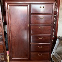 Antique Chinese Drawer / Wardrobe Combo with Brass Hardware