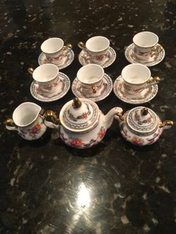 Limoges Miniature Porcelain Tea Set with Floral Design