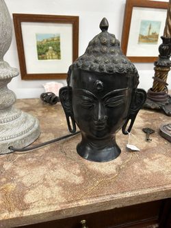  Vintage Heavy Cast Bronze Buddha Head