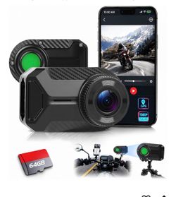 NHOPEEW 2K Ultra HD Motorcycle Dash Cam Front & Smart GPS Tracker, Screenless 1080P Front Motorbike Camera Compatible with Apple Find My, IP66 Waterpr