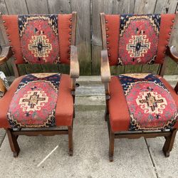 Pair Antique Upholstered Chairs