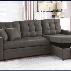 Brand New Dark Grey Sectional Sofa Storage Sleeper