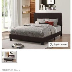Black Faux Leather Bed Frame 