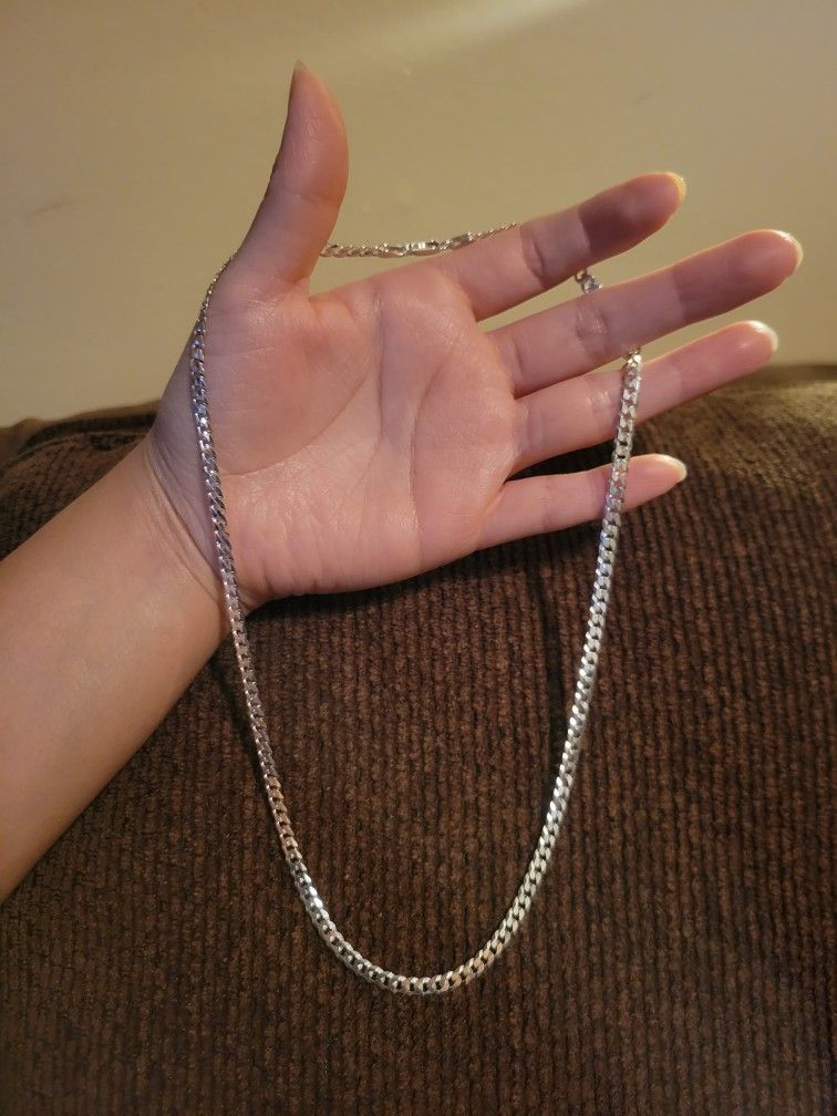 Italy 925 Solid Sterling Silver 4.5mm Cuban Link Chain Necklace 20" Plata Italiana 925 Cadena Unisex 20"