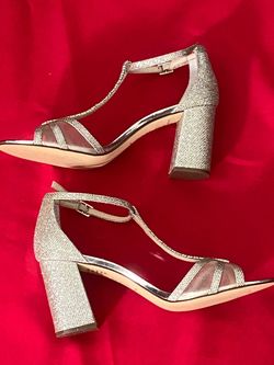 Nina Silver Glitter Block Heel Sandals