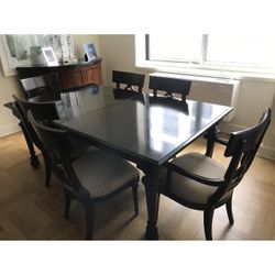 Dark Wood Dining Table with 6 Chairs