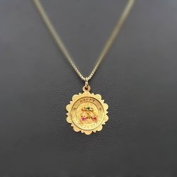14k solid yellow gold Happy Anniversary Emerald Ruby 0.1CTW Pendant charm