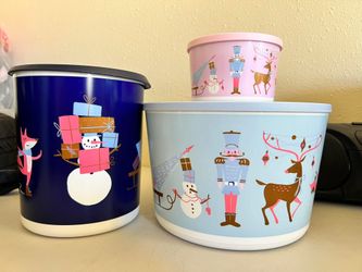 Tupperware 🔥christmas Set 6.6L blue 800ml pink 17cups Dark Blue 🔥