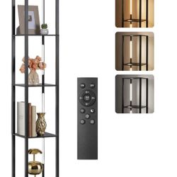 64.2" Display Shelf with Light, Modern Corner Floor Lamp 