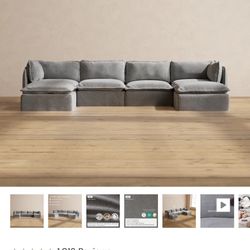 Modular Sofa - “5 Seat Sofa” With 2 Large Ottomans 