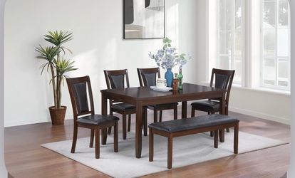 ‼️‼️6-Pcs Dining Set Table + 4 Chairs + Bench new in box ‼️‼️