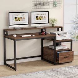 New 60" Desk with File Drawer and Shelves