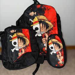Luffy Backpack Set – Backpack, Lunch Bag & Pencil Case