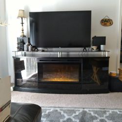 Fireplace Console With 2 Side Storage