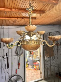 Marble And Iron Chandelier 