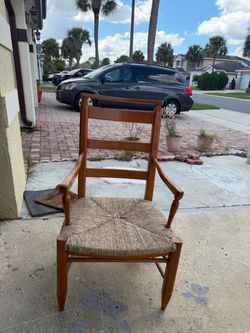 Wooden Armchair with Rush Woven Seat (Set of 4)